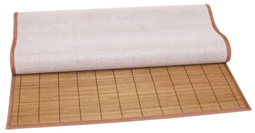 Natural Brown Bamboo Area Rug with Non-Slip Backing