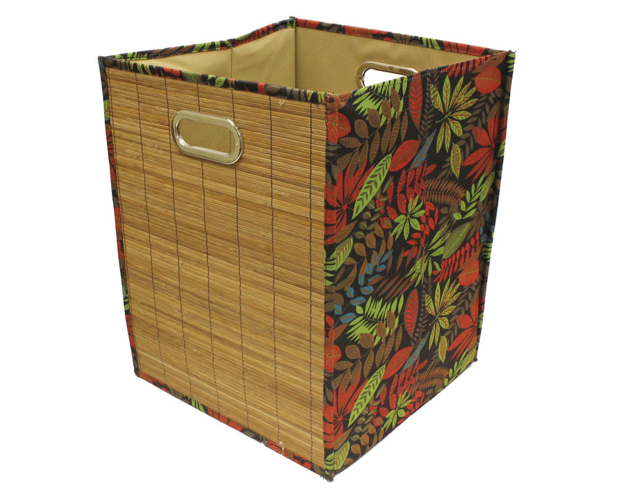 Foldable Brown Bamboo Square Storage Laundry Hamper with Handle